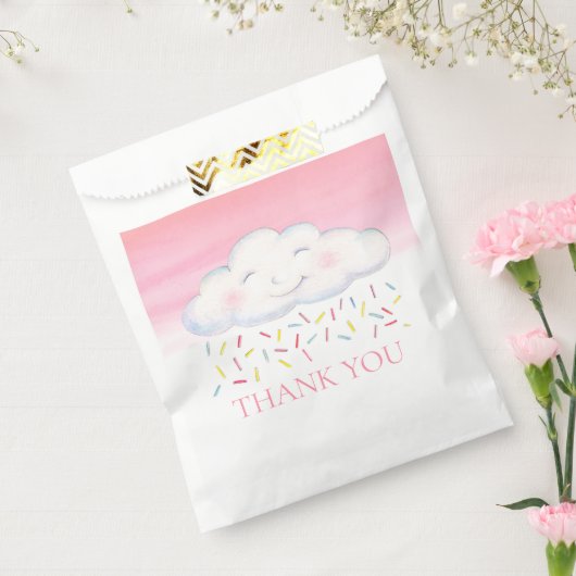 Cloud baby sprinkle roze waterverf dank u bedankzakje (Gezegeld)