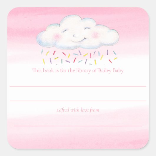 Cloud baby sprinkle waterverf boek competitie vierkante sticker (Voorkant)