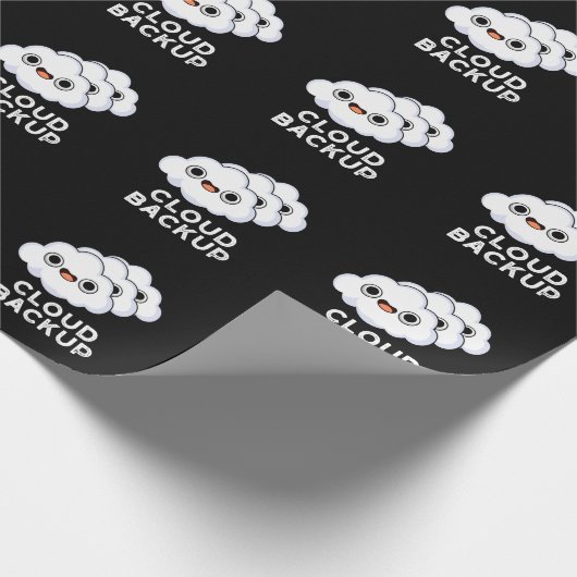 Cloud Backup Funny Computer Weather Pun Dark BG Cadeaupapier (Hoek)