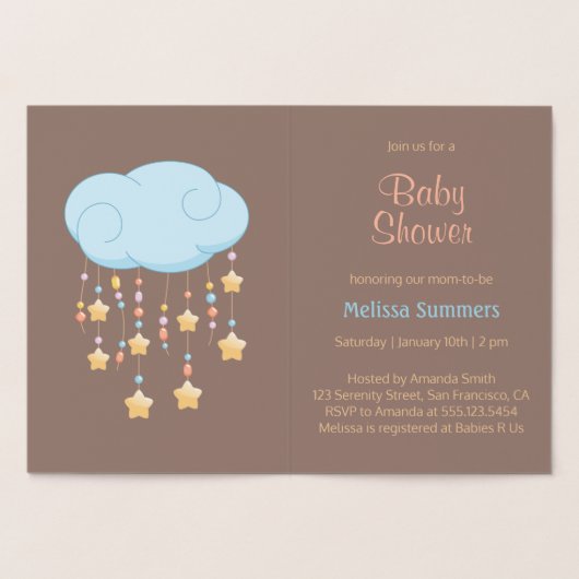 Cloud Beads Stars Mobile Baby shower Invitation (Intérieur)