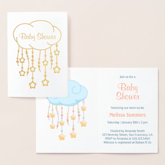 Cloud Beads Stars Mobile Baby shower Invitation (Affichage)