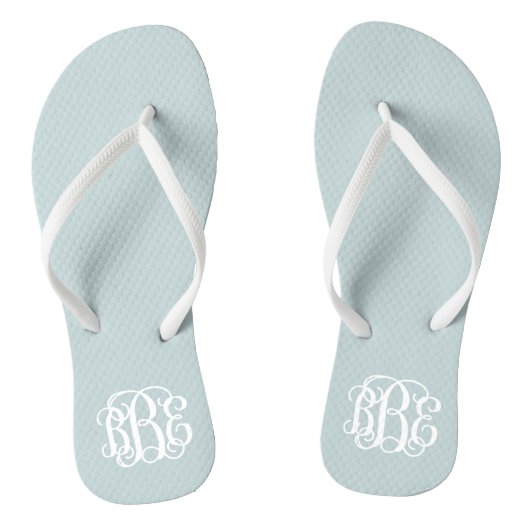 Cloud Blue Preppy Script Monogram Teenslippers (Voetbed)