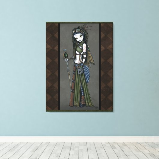 "Cloud Burst" Steampunk Aviatrix Fairy Canvs Print (Insitu (Houten vloer))