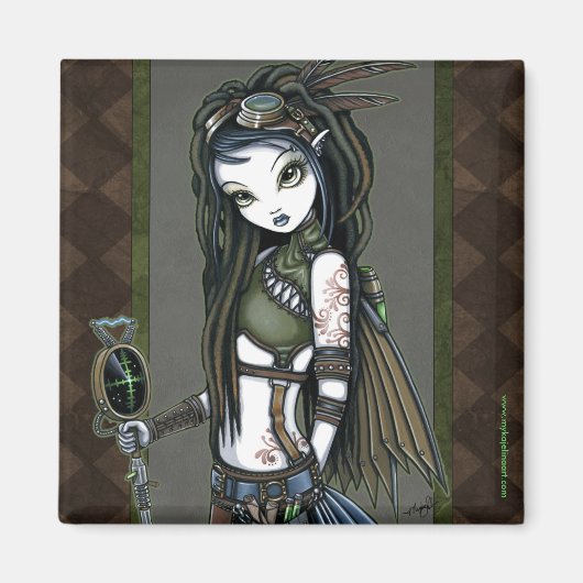 "Cloud Burst" Steampunk Aviatrix Fairy Magnet Magneet (Voorkant)