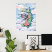 Cloud Busting Fairy Dragon Poster Afdruk (Thuiskantoor)