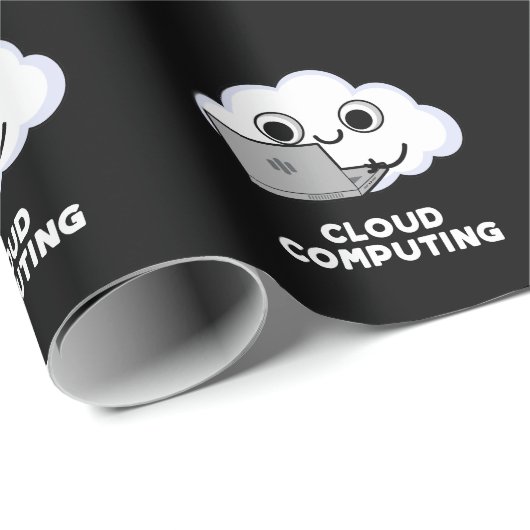 Cloud Computing Computer Weather Pun Dark BG Cadeaupapier (Rol Hoek)