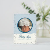 Cloud Confetti Dot Border Baby grijs blauw Aankondigingskaart (Staand voorkant)