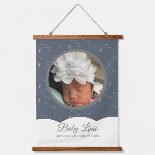 Cloud Constellation Faux Gold New Baby Hangend Wandkleed (Voorkant)