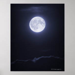 Cloud Covering Full Moon Poster