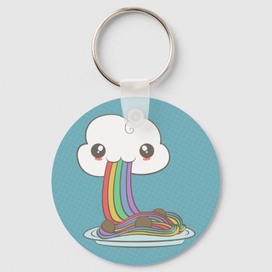 Cloud Eats Rainbow Spaghetti Sleutelhanger (Voorkant)