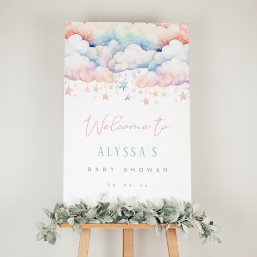 Cloud en Stars Baby shower Welkomstbord Poster