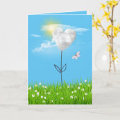 Cloud Heart Flower Thinking of You Kaart (Gele Bloem)
