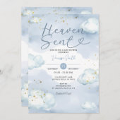 Cloud Heaven Sent Baby Shower Gold Glitter Kaart (Voorkant / Achterkant)