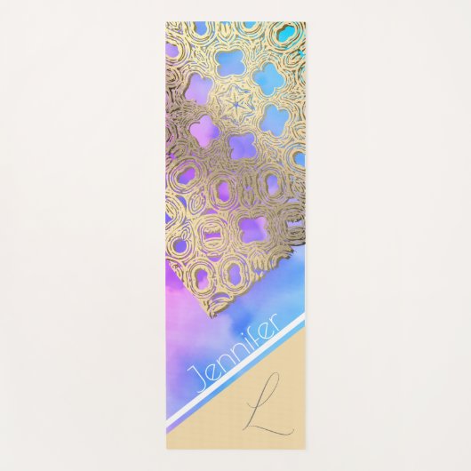 Cloud-kissed Serenity: De Golden Lace Yoga Mat (Voorkant)