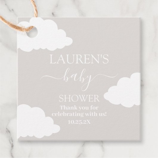 Cloud minimalistisch Baby shower Bedankjes Labels (Voorkant)