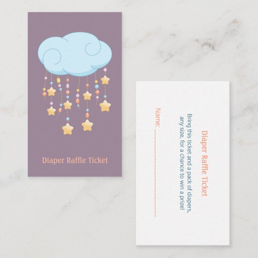 Cloud Mobile Baby shower Diaper Raffle Ticket Informatiekaartje (Voorkant / Achterkant)