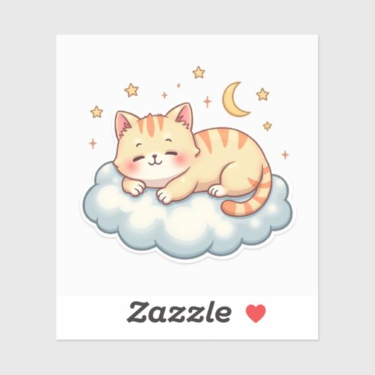 Cloud Nap Kitty – Kawaii Lazy Cat Sticker (Vel)