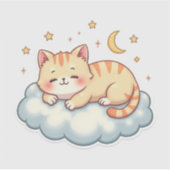 Cloud Nap Kitty – Kawaii Lazy Cat Sticker (Voorkant)