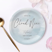 Cloud negen baby shower grijs stoffig blauw papieren bordje