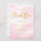 Cloud negen roze en gouden baby shower kaart (Voorkant)