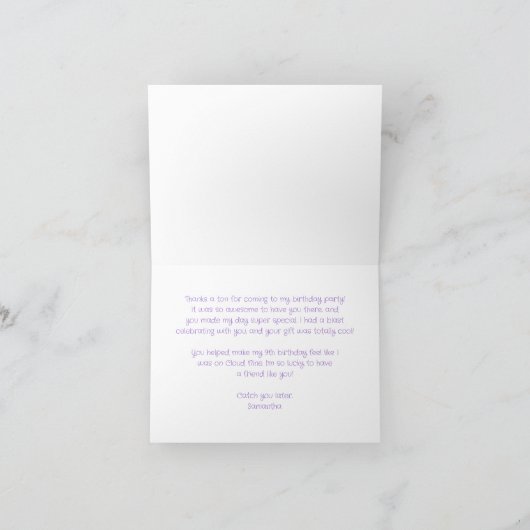 Cloud Neuf 9e Carte de remerciements d'anniversair (Intérieur)