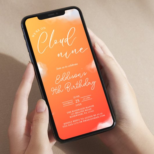 Cloud Neuf 9e Invitation à la fête d'anniversaire