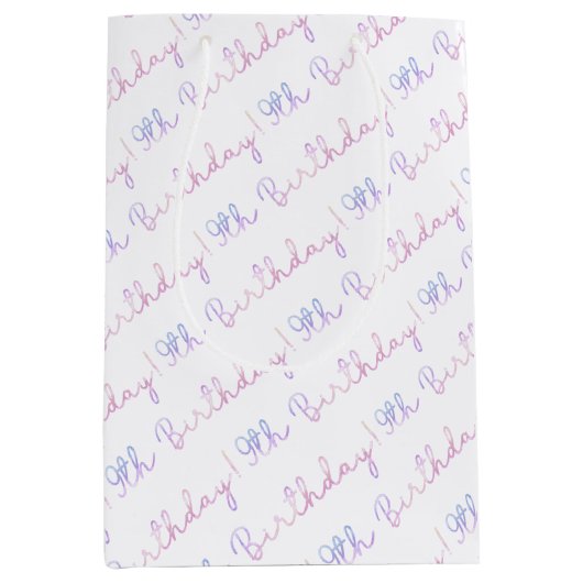 Cloud Neuf 9e Sac cadeau d'anniversaire - Pastel T (Devant)