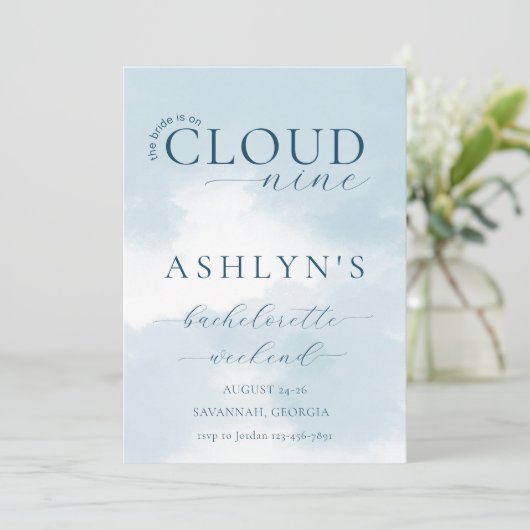 Cloud Neuf Bachelorette Week-end Invitation (Debout devant)