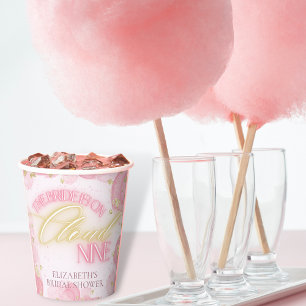 Cloud Nine 9 Glow Roze Gouden Glitter Bruiloft Fee Papieren Bekers