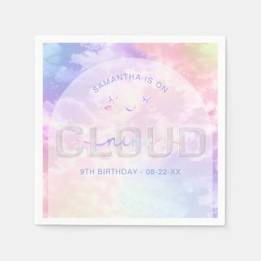 Cloud Nine 9e verjaardag servetten - Kawaii Pastel (Voorkant)
