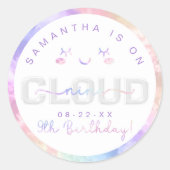 Cloud Nine 9e Verjaardag Sticker – Pastel Sky Fees (Voorkant)