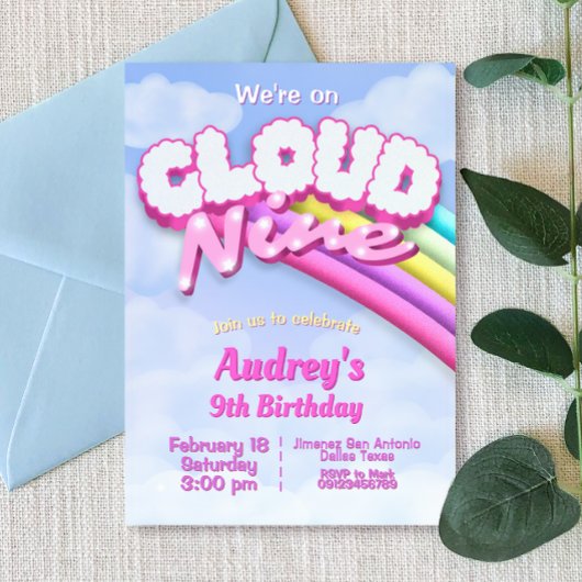 Cloud Nine - 9th Birthday Invitation