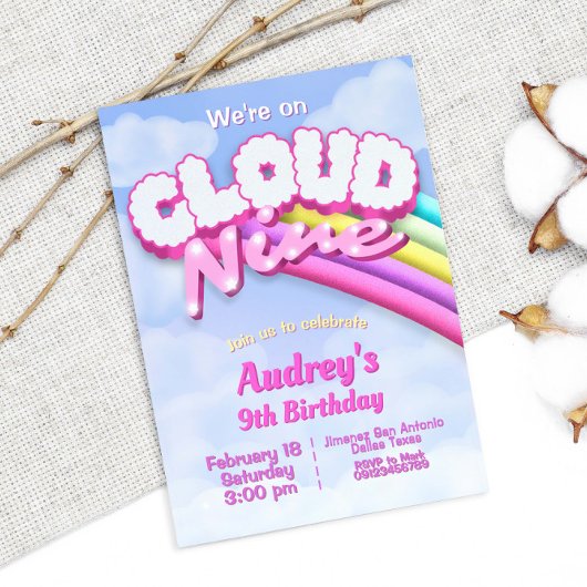 Cloud Nine - 9th Birthday Invitation