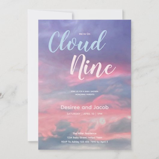 Cloud Nine Baby Boy Shower Invitations (Devant)