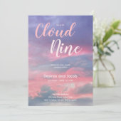 Cloud Nine Baby Girl Pink Blue Shower Invitations (Debout devant)