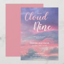 Cloud Nine Baby Girl Pink Blue Shower Invitations