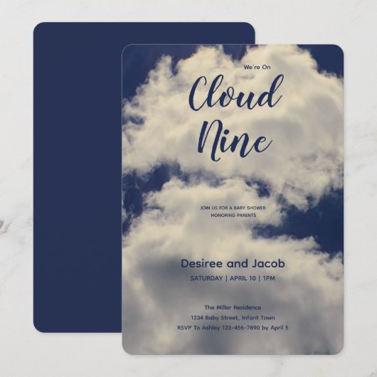Cloud Nine Baby Shower Invitations (Devant / Derrière)
