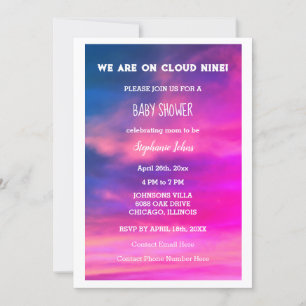 Cloud Nine Baby shower Kleurrijke Roze Kunst QR Co Kaart