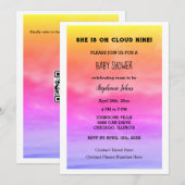Cloud Nine Baby shower QR Code Baby Meisje Roze Ar Kaart (Voorkant / Achterkant)