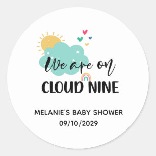 Cloud Nine Baby Shower Ronde Sticker