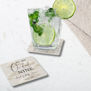 Cloud Nine Beige Gender Neutral Sky Baby shower Vierkante Kartonnen Onderzetter