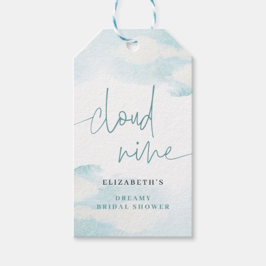 Cloud Nine Blauw en Wit Vrijgezellenfeest dromerig Cadeaulabel (Voorkant)