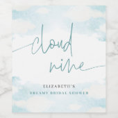 Cloud Nine Blauw en Wit Vrijgezellenfeest dromerig Wijn Etiket (Enkel label)