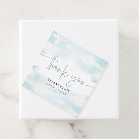 Cloud Nine Blauw en Witte Bruidsdouche bedankt Bedankjes Labels (In situ)