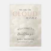 Cloud Nine Clouds Baby Shower Welcome Acryl Bord (Voorkant)
