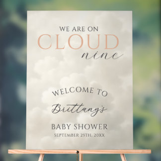 Cloud Nine Clouds Baby Shower Welcome Acryl Bord