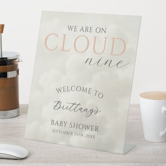 Cloud Nine Clouds Baby Shower Welcome Reclamebord Met Voetstuk (Insitu)
