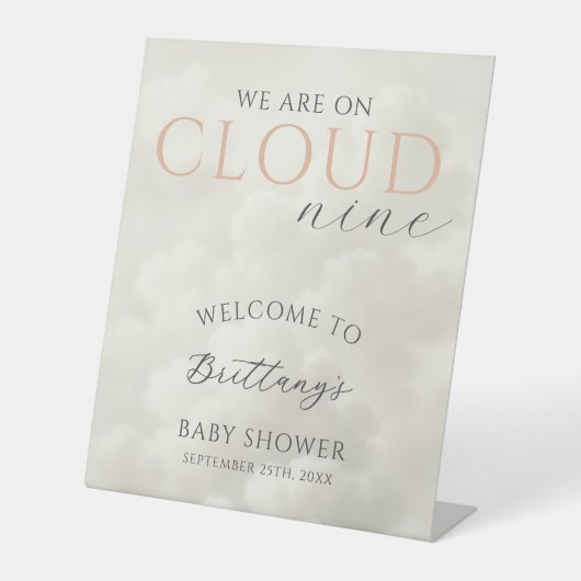 Cloud Nine Clouds Baby Shower Welcome Reclamebord Met Voetstuk (Voorkant)
