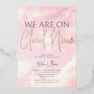 Cloud Nine Clouds Sky Baby shower Folie Uitnodigin Uitnodiging
