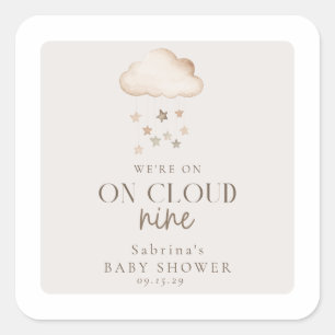 Cloud Nine Genderneutraal Baby shower Vierkante Sticker